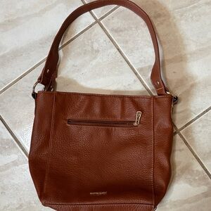 Montana West Cognac Brown Shoulder Bag with Exterior Zip